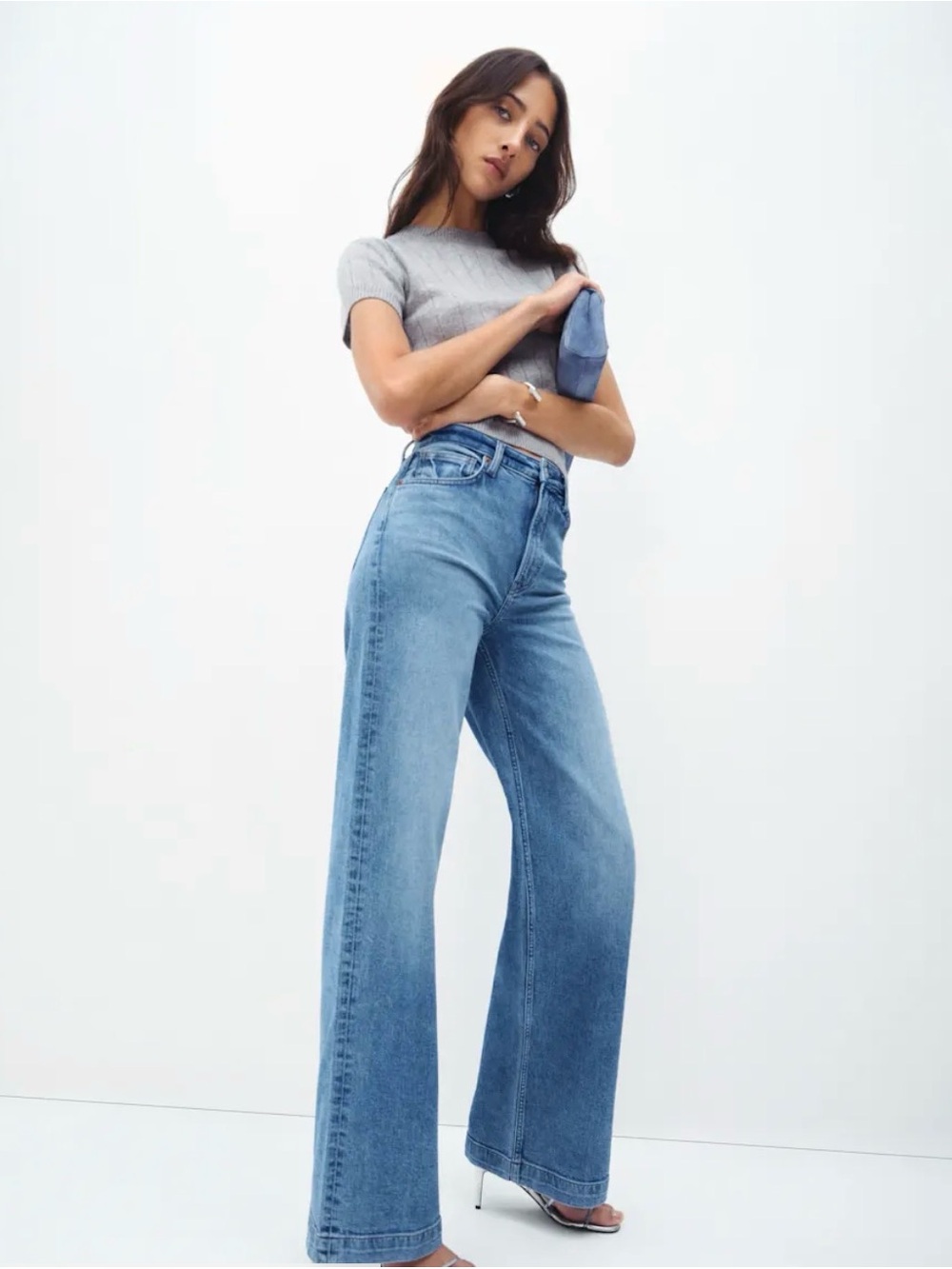 Reformation Bex Super Stretch High Rise Wide Leg Jeans Size 33 Baggy Boho